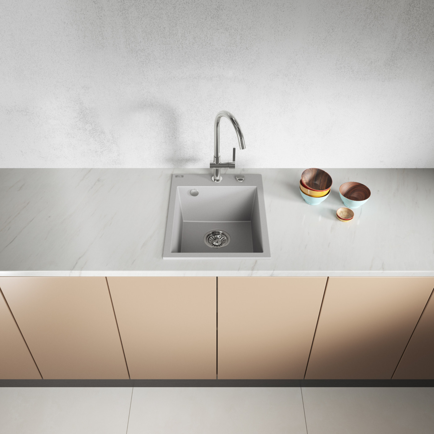 Zlew Zlewozmywak Granitowy Szary MONCHICHI Zlew Zlewozmywak Granitowy Szary MONCHICHI