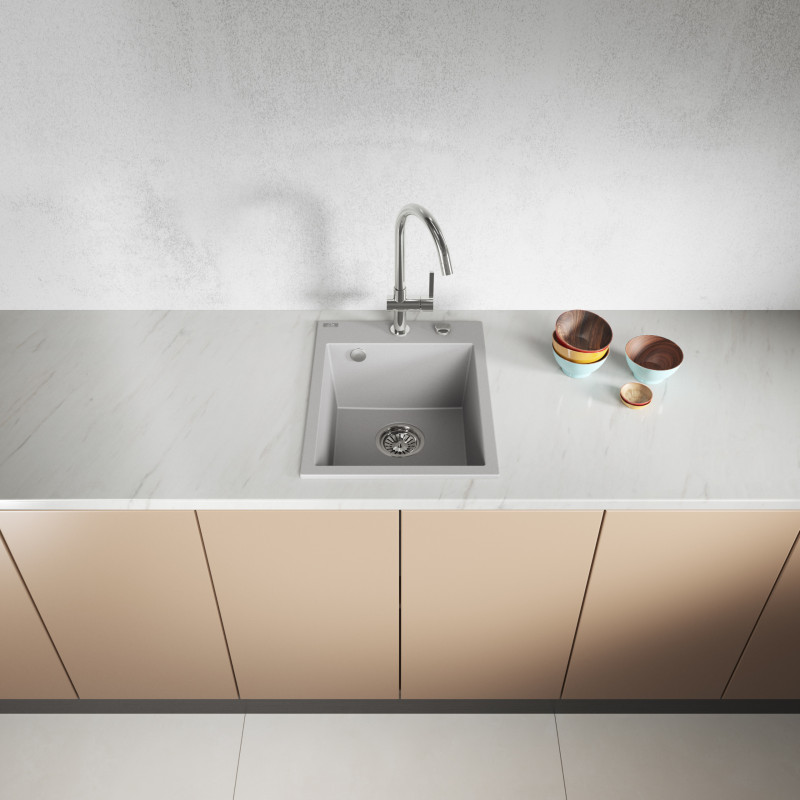 Zlew Zlewozmywak Granitowy Szary MONCHICHI Zlew Zlewozmywak Granitowy Szary MONCHICHI