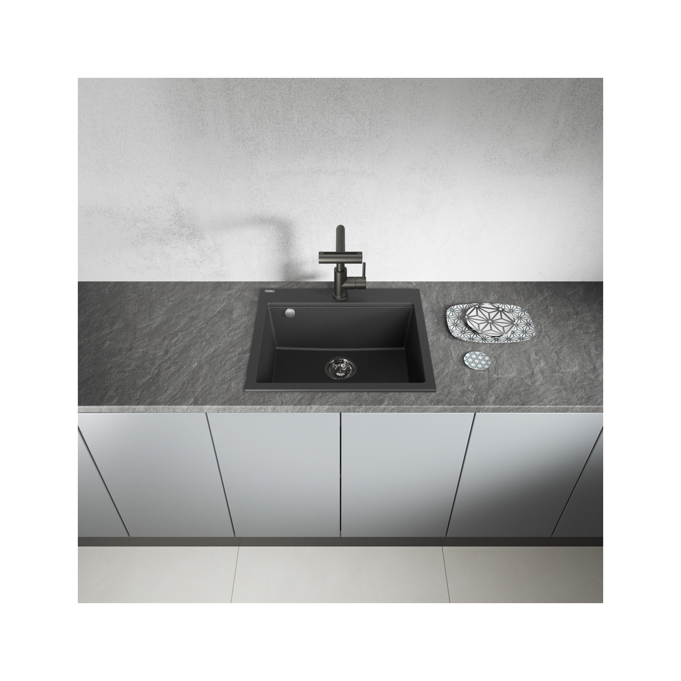 Zlewozmywak Jednokomorowy Granitowy Czarny TAU Zlewozmywak Jednokomorowy Granitowy Czarny TAU