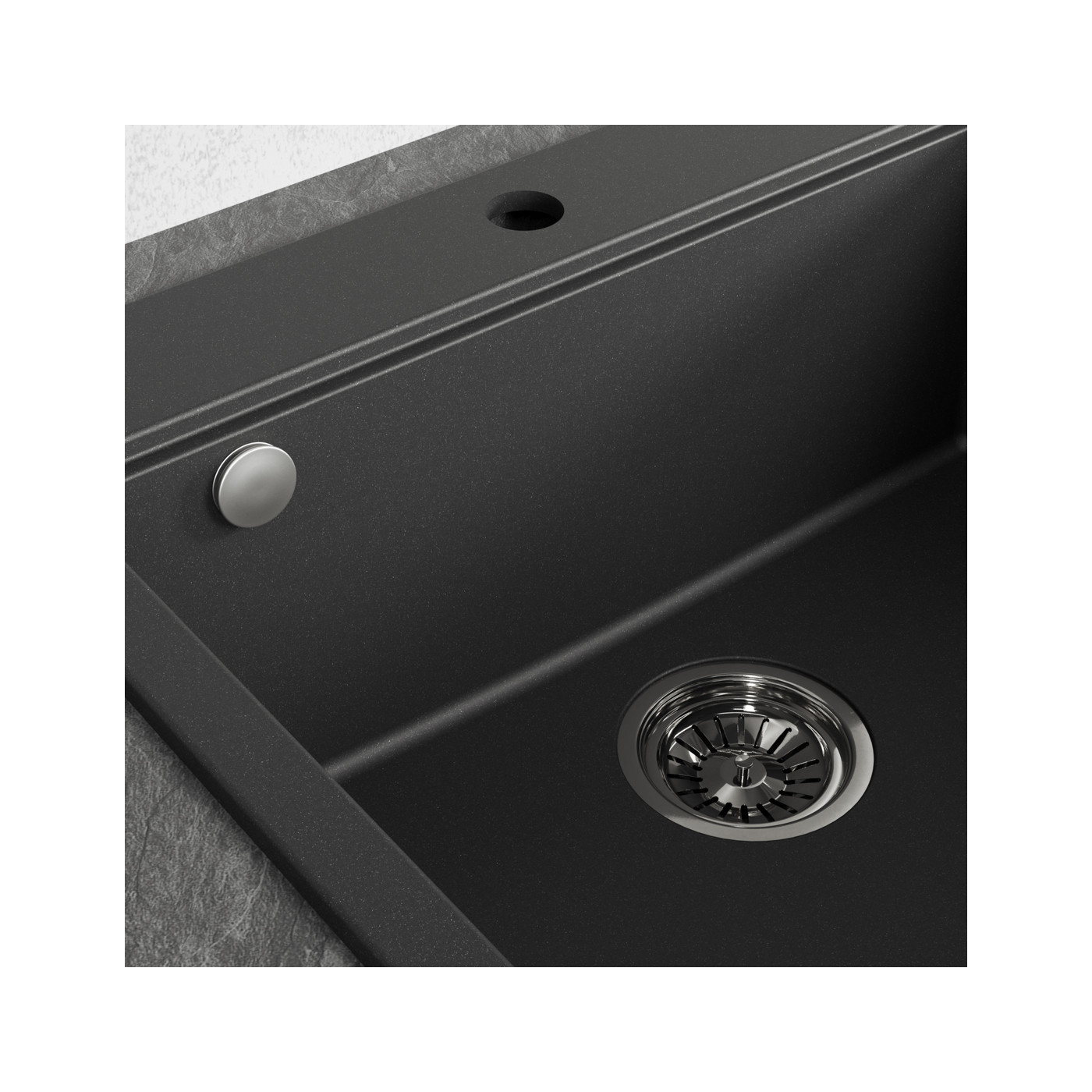 Zlewozmywak Jednokomorowy Granitowy Czarny TAU Zlewozmywak Jednokomorowy Granitowy Czarny TAU