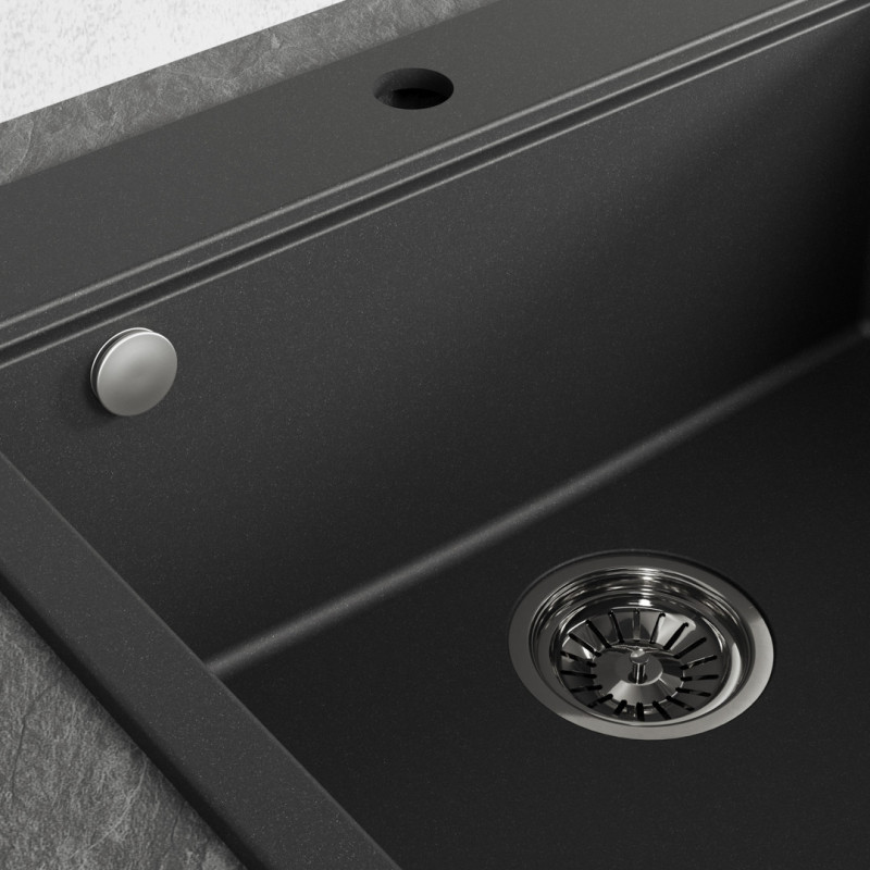 Zlewozmywak Jednokomorowy Granitowy Czarny TAU Zlewozmywak Jednokomorowy Granitowy Czarny TAU