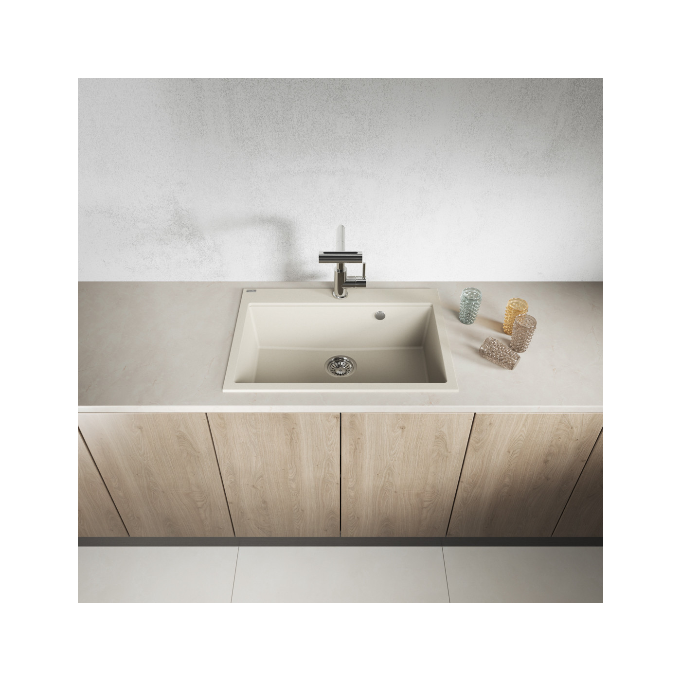 Zlew Zlewozmywak Granitowy Beżowy Laveo TAU Wpuszczany Zlew Zlewozmywak Granitowy Beżowy Laveo TAU Wpuszczany