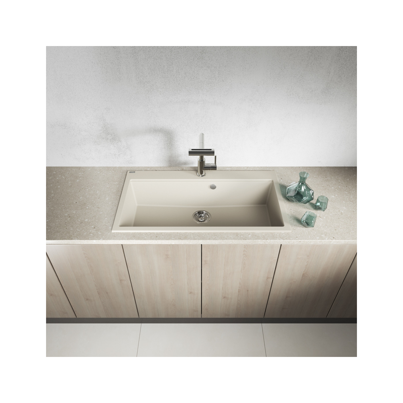 Zlewozmywak Granitowy Beżowy Laveo TAU Wpuszczany Zlewozmywak Granitowy Beżowy Laveo TAU Wpuszczany