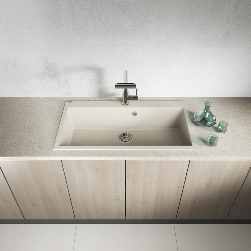 Zlewozmywak Granitowy Beżowy Laveo TAU Wpuszczany Zlewozmywak Granitowy Beżowy Laveo TAU Wpuszczany