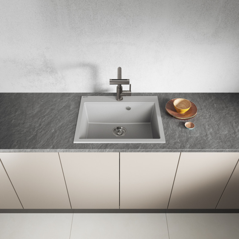 Zlew Zlewozmywak Granitowy Szary TAU