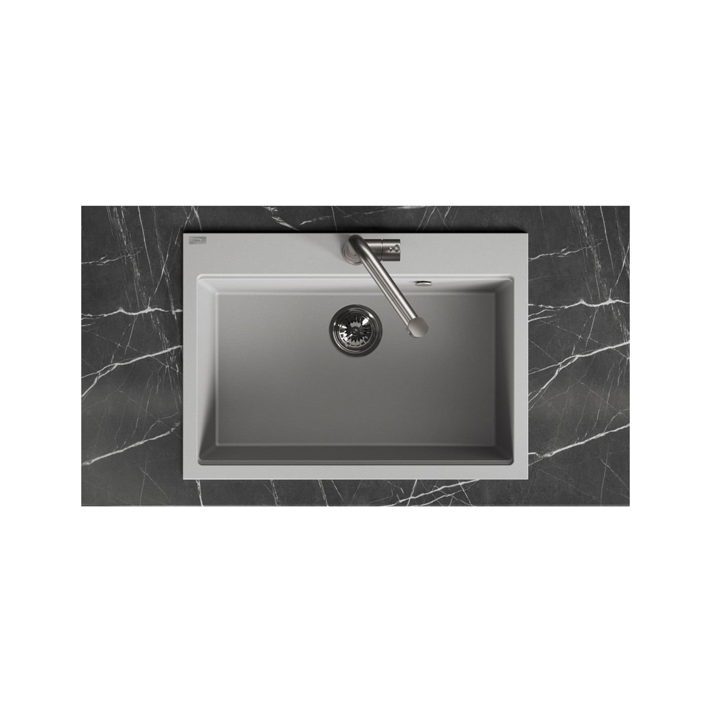 Zlewozmywak Granitowy 1 komorowy 50x70cm z syfonem Szary TAU Laveo Zlewozmywak Granitowy 1 komorowy 50x70cm z syfonem Szary TAU Laveo