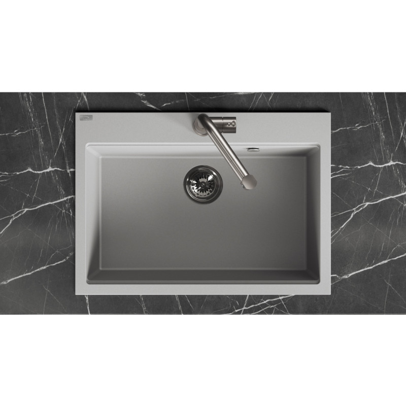 Zlewozmywak Granitowy 1 komorowy 50x70cm z syfonem Szary TAU Laveo Zlewozmywak Granitowy 1 komorowy 50x70cm z syfonem Szary TAU Laveo