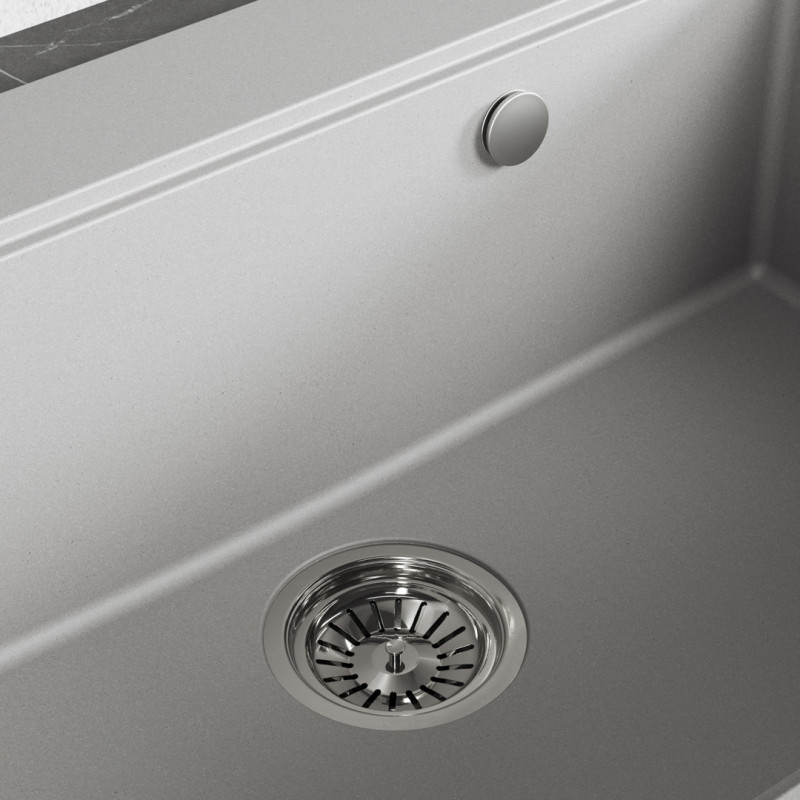 Zlewozmywak Granitowy 1 komorowy 50x70cm z syfonem Szary TAU Laveo Zlewozmywak Granitowy 1 komorowy 50x70cm z syfonem Szary TAU Laveo