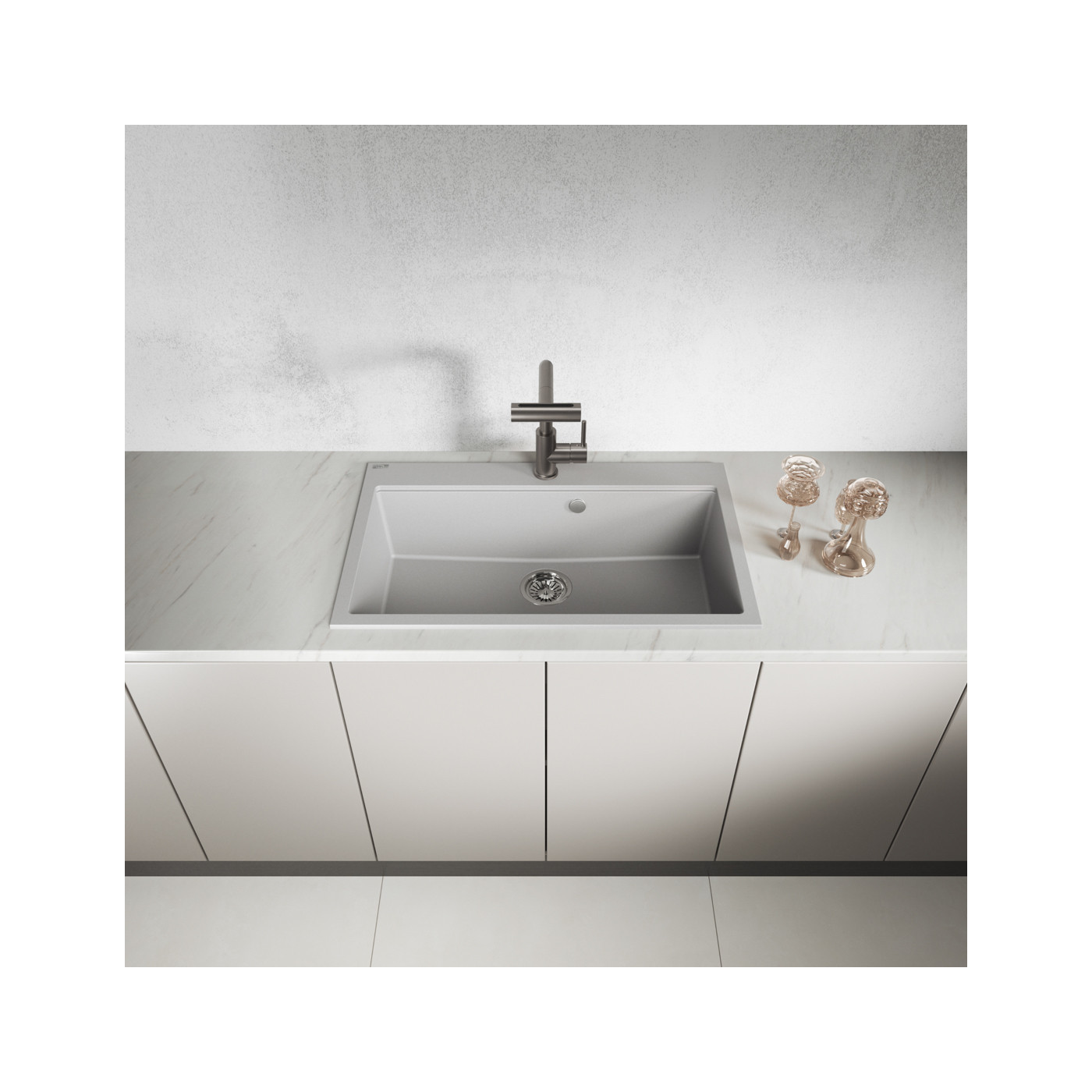 Zlew Zlewozmywak Granitowy Szary TAU Zlew Zlewozmywak Granitowy Szary TAU