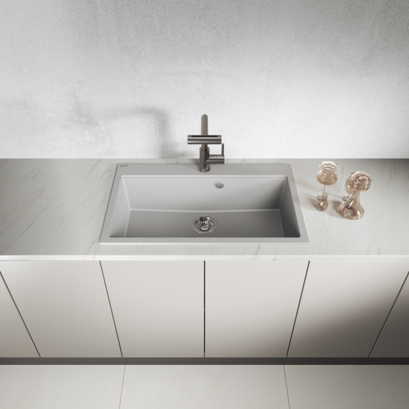 Zlew Zlewozmywak Granitowy Szary TAU Zlew Zlewozmywak Granitowy Szary TAU