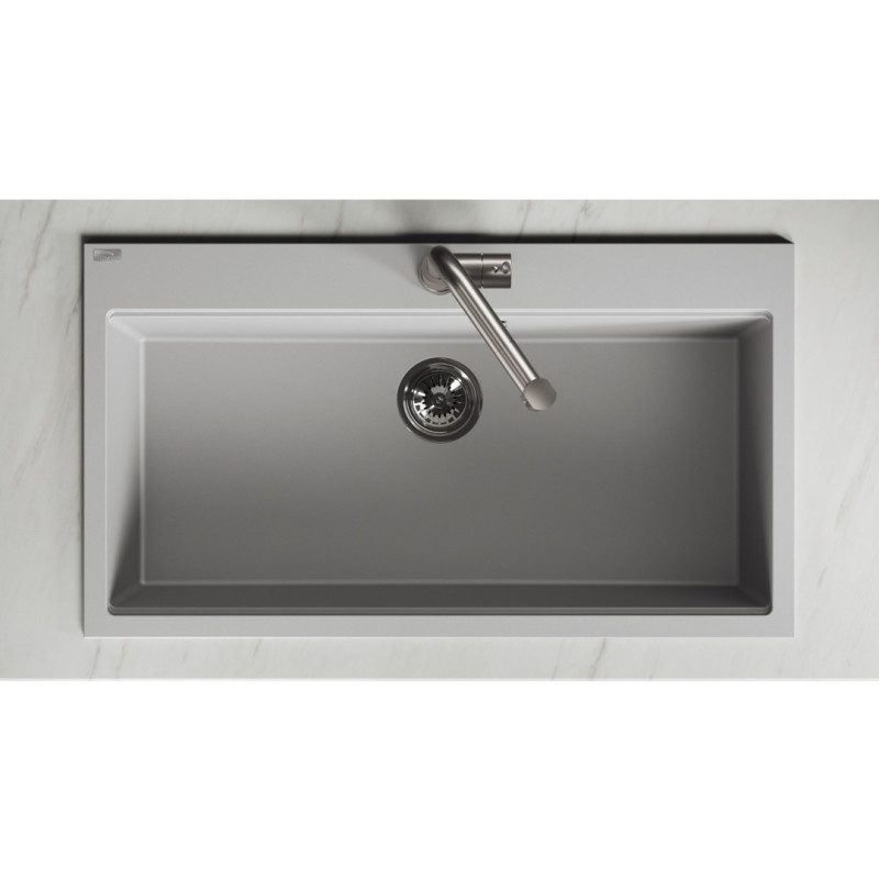 Zlewozmywak Granitowy 1 komorowy 50x90cm z syfonem Szary TAU Laveo Zlewozmywak Granitowy 1 komorowy 50x90cm z syfonem Szary TAU Laveo