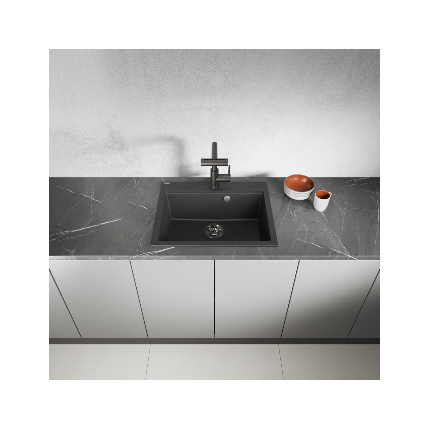 Zlew Zlewozmywak Granitowy Czarny TAU