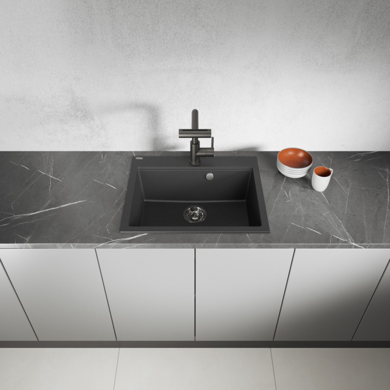 Zlew Zlewozmywak Granitowy Czarny TAU