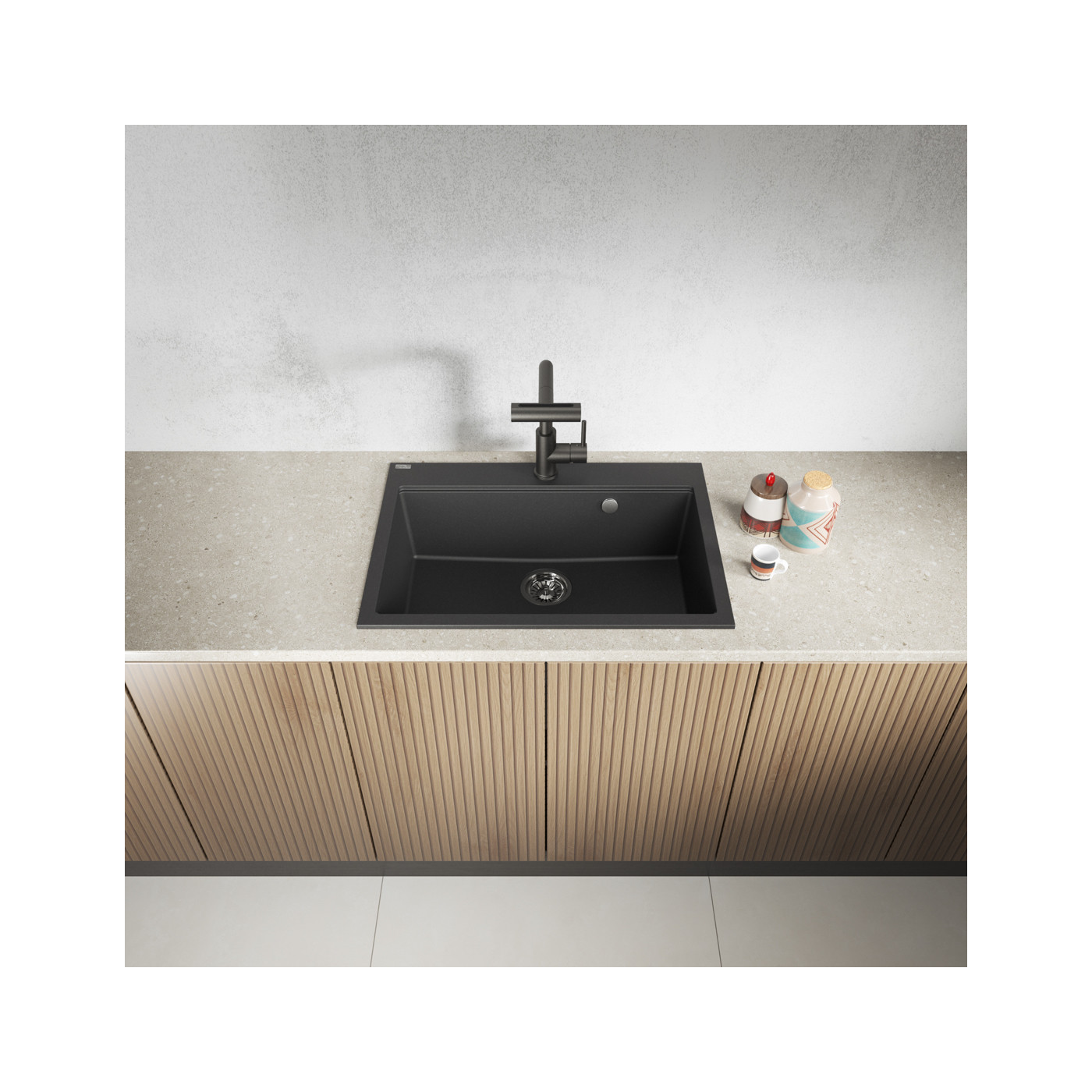 Zlewozmywak Jednokomorowy Granitowy Czarny TAU Laveo