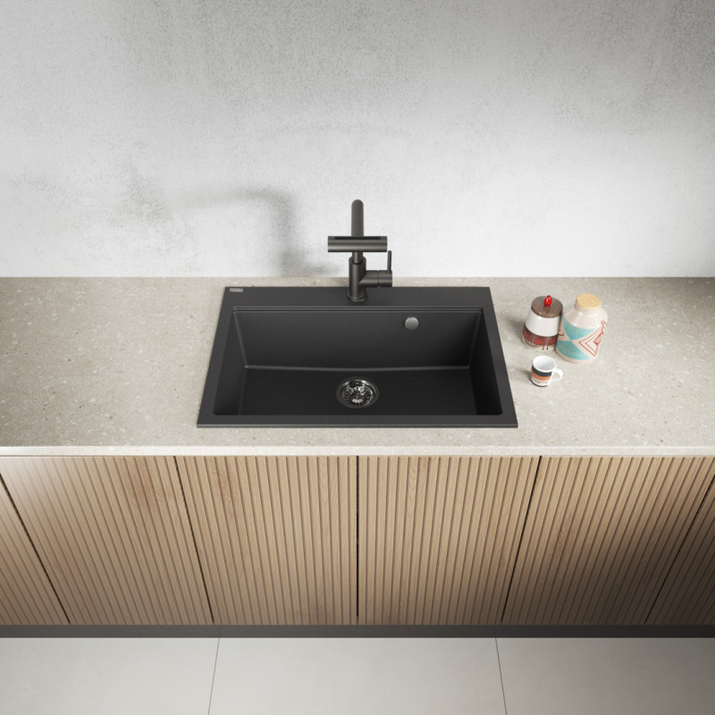 Zlewozmywak Jednokomorowy Granitowy Czarny TAU Laveo