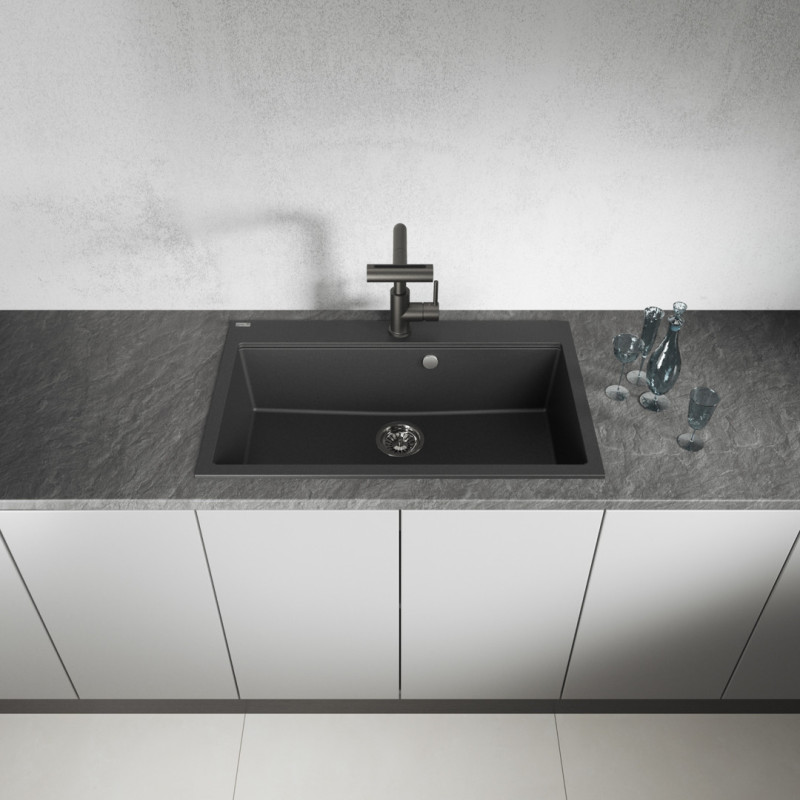 Zlew Zlewozmywak Granitowy Czarny TAU Zlew Zlewozmywak Granitowy Czarny TAU