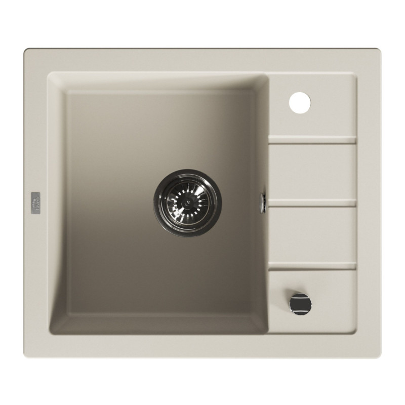 Zlewozmywak Granitowy 1-komorowy ociekacz 50x57cm syfon Laveo TRZYNASTKA Beżowy Zlewozmywak Granitowy 1-komorowy ociekacz 50x57cm syfon Laveo TRZYNASTKA Beżowy