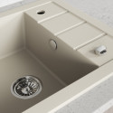 Zlewozmywak Granitowy 1-komorowy ociekacz 50x57cm syfon Laveo TRZYNASTKA Beżowy Zlewozmywak Granitowy 1-komorowy ociekacz 50x57cm syfon Laveo TRZYNASTKA Beżowy