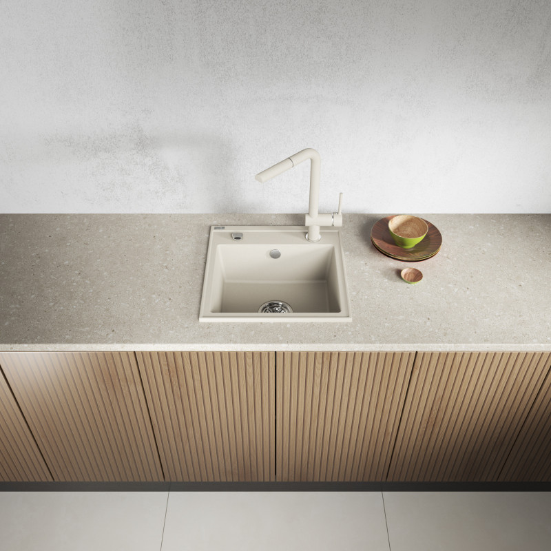 Zlew Zlewozmywak Granitowy Beżowy Laveo Trzynastka Wpuszczany Zlew Zlewozmywak Granitowy Beżowy Laveo Trzynastka Wpuszczany