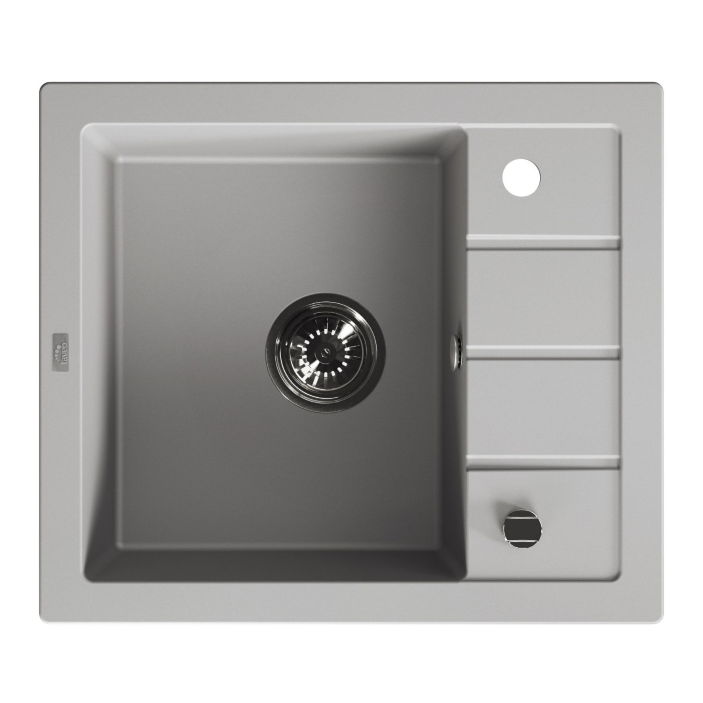 Zlewozmywak Granitowy 1-komorowy ociekacz 50x57cm syfon Laveo TRZYNASTKA Szary Zlewozmywak Granitowy 1-komorowy ociekacz 50x57cm syfon Laveo TRZYNASTKA Szary