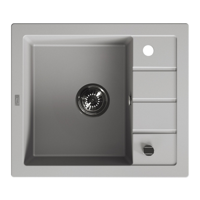 Zlewozmywak Granitowy 1-komorowy ociekacz 50x57cm syfon Laveo TRZYNASTKA Szary Zlewozmywak Granitowy 1-komorowy ociekacz 50x57cm syfon Laveo TRZYNASTKA Szary