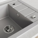 Zlewozmywak Granitowy 1-komorowy ociekacz 50x57cm syfon Laveo TRZYNASTKA Szary Zlewozmywak Granitowy 1-komorowy ociekacz 50x57cm syfon Laveo TRZYNASTKA Szary
