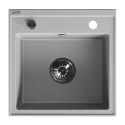 Zlewozmywak Granitowy 1 komorowy 44x44cm z syfonem Szary TRZYNASTKA Laveo Zlewozmywak Granitowy 1 komorowy 44x44cm z syfonem Szary TRZYNASTKA Laveo