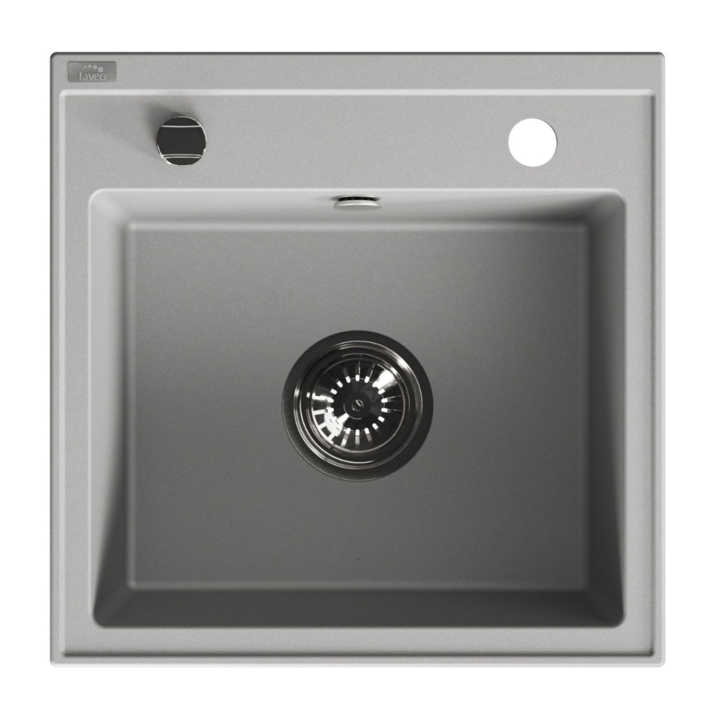 Zlewozmywak Granitowy 1 komorowy 44x44cm z syfonem Szary TRZYNASTKA Laveo Zlewozmywak Granitowy 1 komorowy 44x44cm z syfonem Szary TRZYNASTKA Laveo