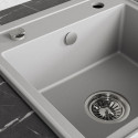Zlewozmywak Granitowy 1 komorowy 44x44cm z syfonem Szary TRZYNASTKA Laveo Zlewozmywak Granitowy 1 komorowy 44x44cm z syfonem Szary TRZYNASTKA Laveo