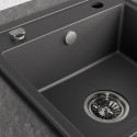 Zlewozmywak Granitowy 1 komorowy 44x44cm z syfonem Czarny TRZYNASTKA Laveo Zlewozmywak Granitowy 1 komorowy 44x44cm z syfonem Czarny TRZYNASTKA Laveo