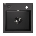 Zlewozmywak Granitowy 1 komorowy 44x44cm z syfonem Czarny TRZYNASTKA Laveo Zlewozmywak Granitowy 1 komorowy 44x44cm z syfonem Czarny TRZYNASTKA Laveo