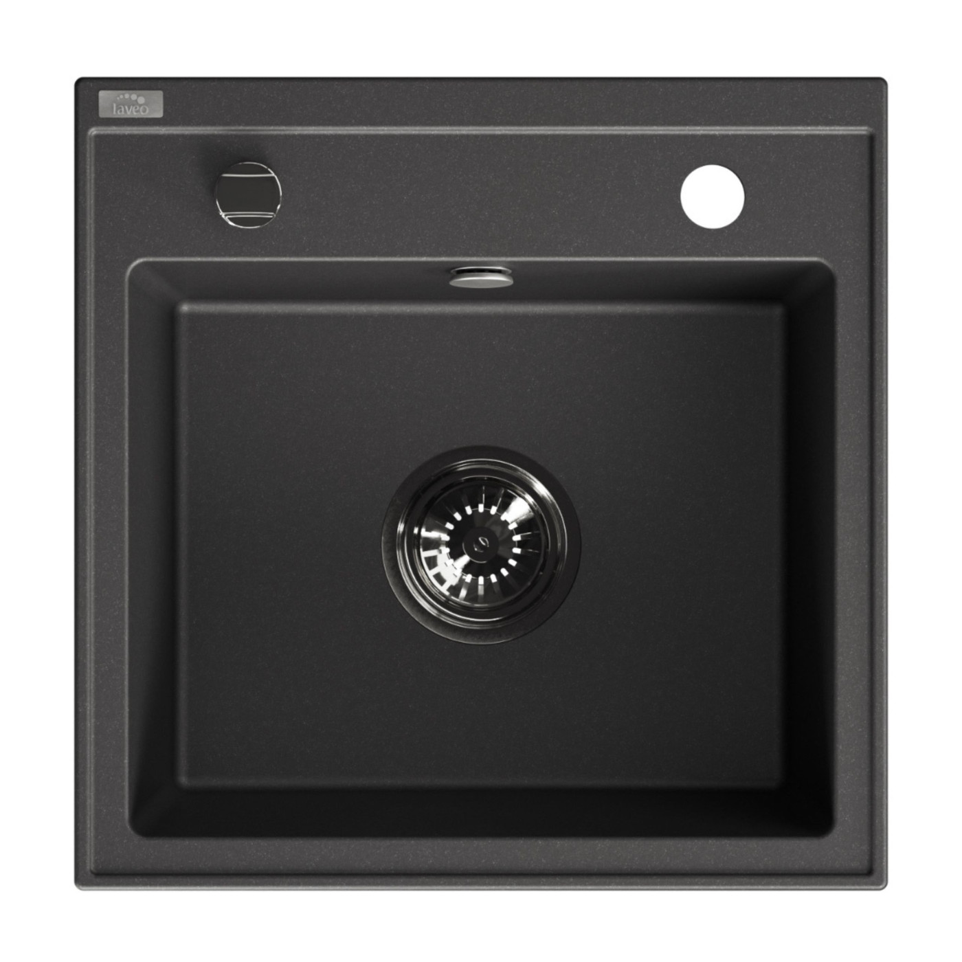 Zlewozmywak Granitowy 1 komorowy 44x44cm z syfonem Czarny TRZYNASTKA Laveo Zlewozmywak Granitowy 1 komorowy 44x44cm z syfonem Czarny TRZYNASTKA Laveo