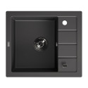Zlewozmywak Granitowy 1-komorowy ociekacz 50x57cm syfon Laveo TRZYNASTKA Czarny