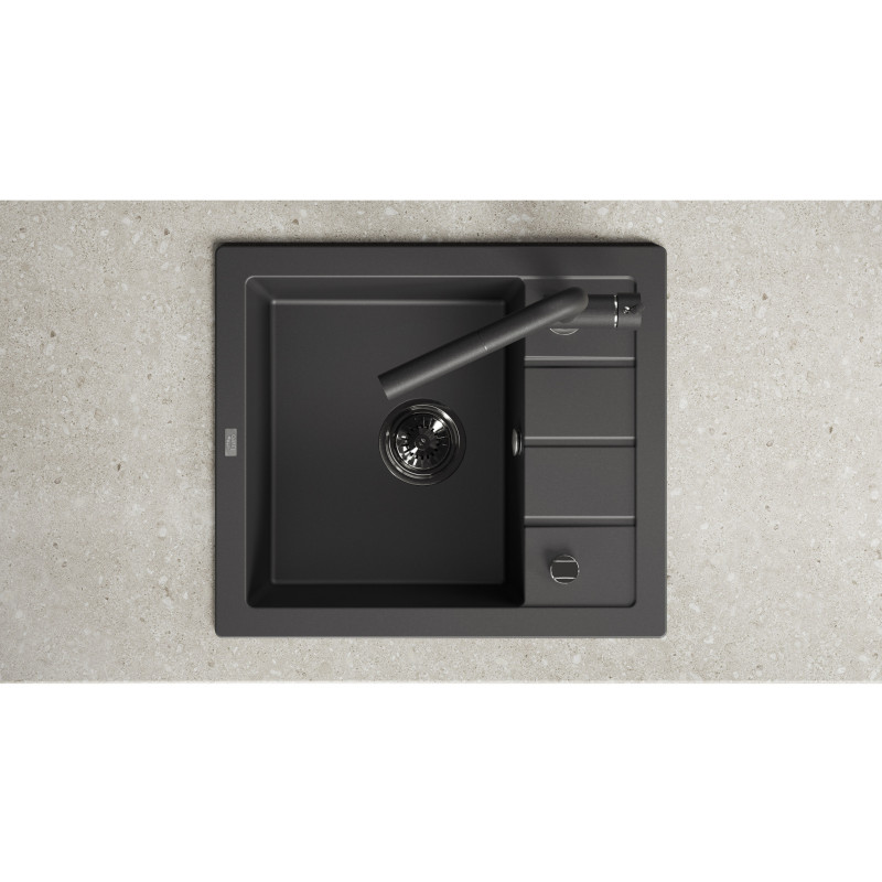 Zlewozmywak Granitowy 1-komorowy ociekacz 50x57cm syfon Laveo TRZYNASTKA Beżowy Zlewozmywak Granitowy 1-komorowy ociekacz 50x57cm syfon Laveo TRZYNASTKA Beżowy