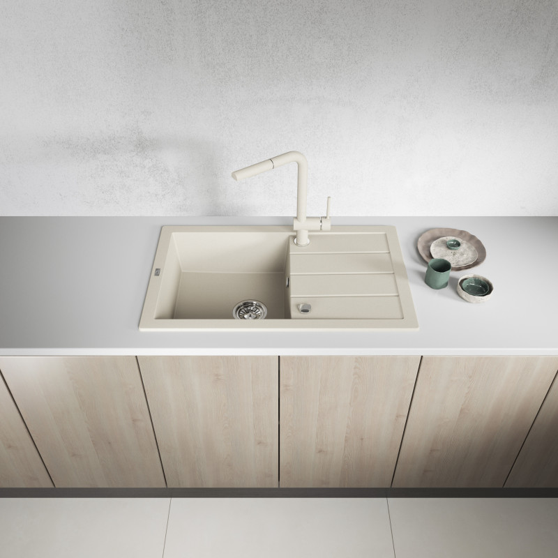 Zlewozmywak Jednokomorowy Granitowy Beżowy Ociekacz Trzynastka Zlewozmywak Jednokomorowy Granitowy Beżowy Ociekacz Trzynastka