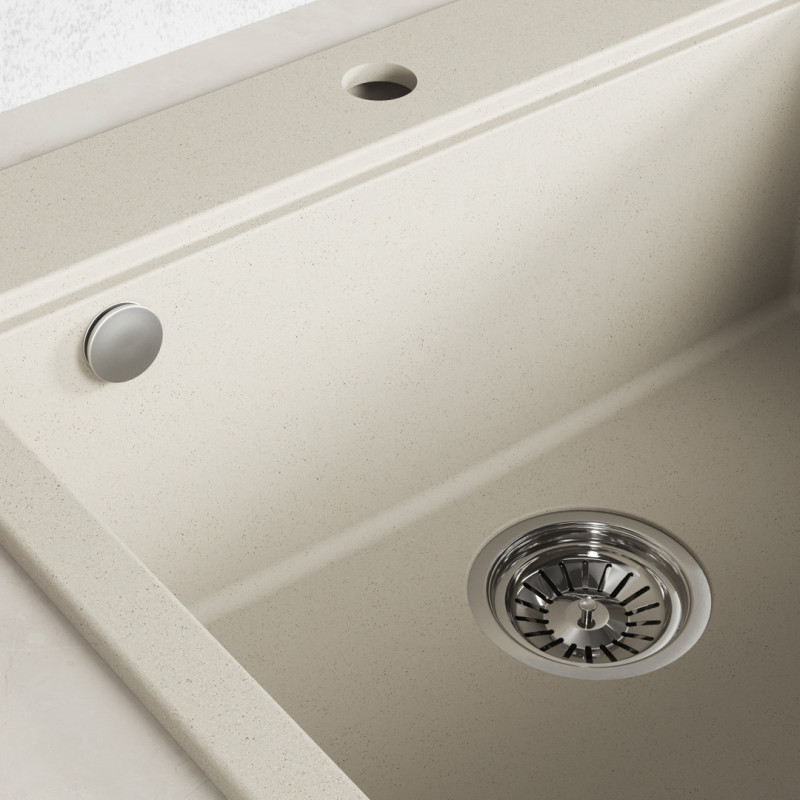 Zlewozmywak Jednokomorowy Granitowy Beżowy TAU Zlewozmywak Jednokomorowy Granitowy Beżowy TAU