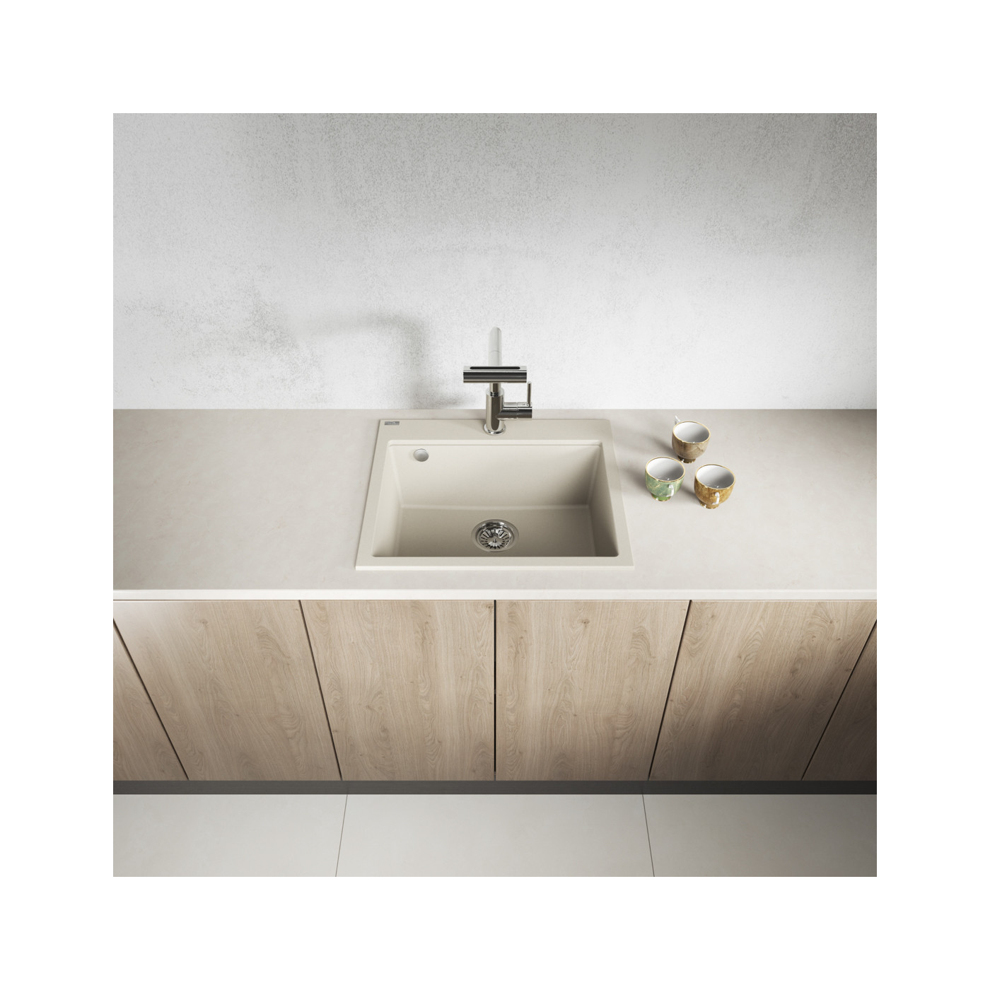 Zlewozmywak Jednokomorowy Granitowy Beżowy TAU Zlewozmywak Jednokomorowy Granitowy Beżowy TAU