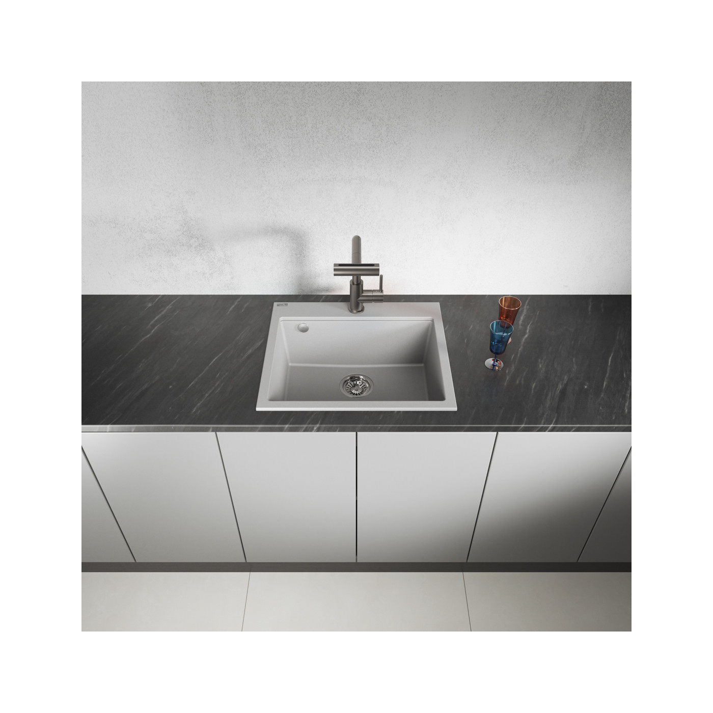 Zlewozmywak Jednokomorowy Granitowy Szary TAU Zlewozmywak Jednokomorowy Granitowy Szary TAU