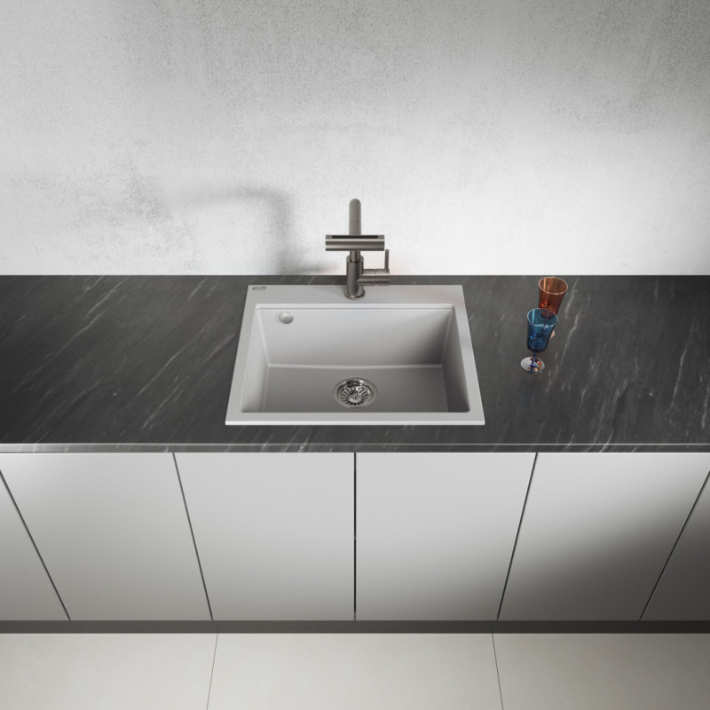 Zlewozmywak Jednokomorowy Granitowy Szary TAU Zlewozmywak Jednokomorowy Granitowy Szary TAU