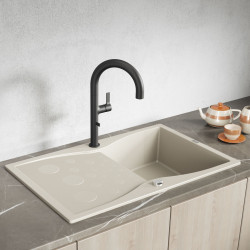 Zlew Zlewozmywak Granitowy Beżowy z Ociekaczem Laveo Molokin Wpuszczany