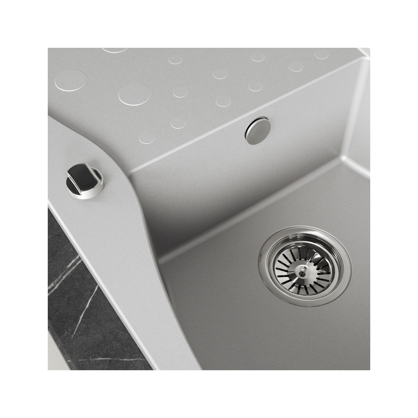 Zlew Zlewozmywak Granitowy Jednokomorowy z ociekaczem 50x80cm syfon Szary MOLOKIN Laveo Zlew Zlewozmywak Granitowy Jednokomorowy z ociekaczem 50x80cm syfon Szary MOLOKIN Laveo