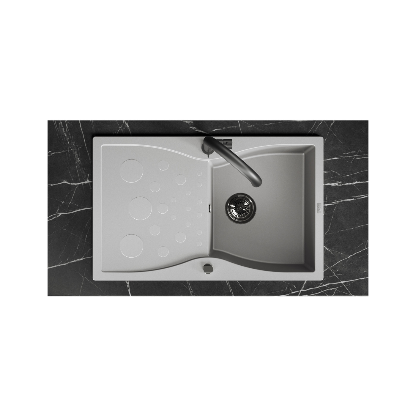 Zlew Zlewozmywak Granitowy Jednokomorowy z ociekaczem 50x80cm syfon Szary MOLOKIN Laveo Zlew Zlewozmywak Granitowy Jednokomorowy z ociekaczem 50x80cm syfon Szary MOLOKIN Laveo