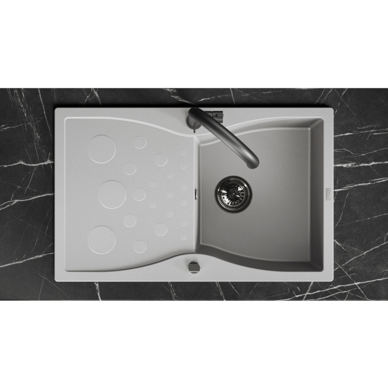 Zlew Zlewozmywak Granitowy Jednokomorowy z ociekaczem 50x80cm syfon Szary MOLOKIN Laveo Zlew Zlewozmywak Granitowy Jednokomorowy z ociekaczem 50x80cm syfon Szary MOLOKIN Laveo