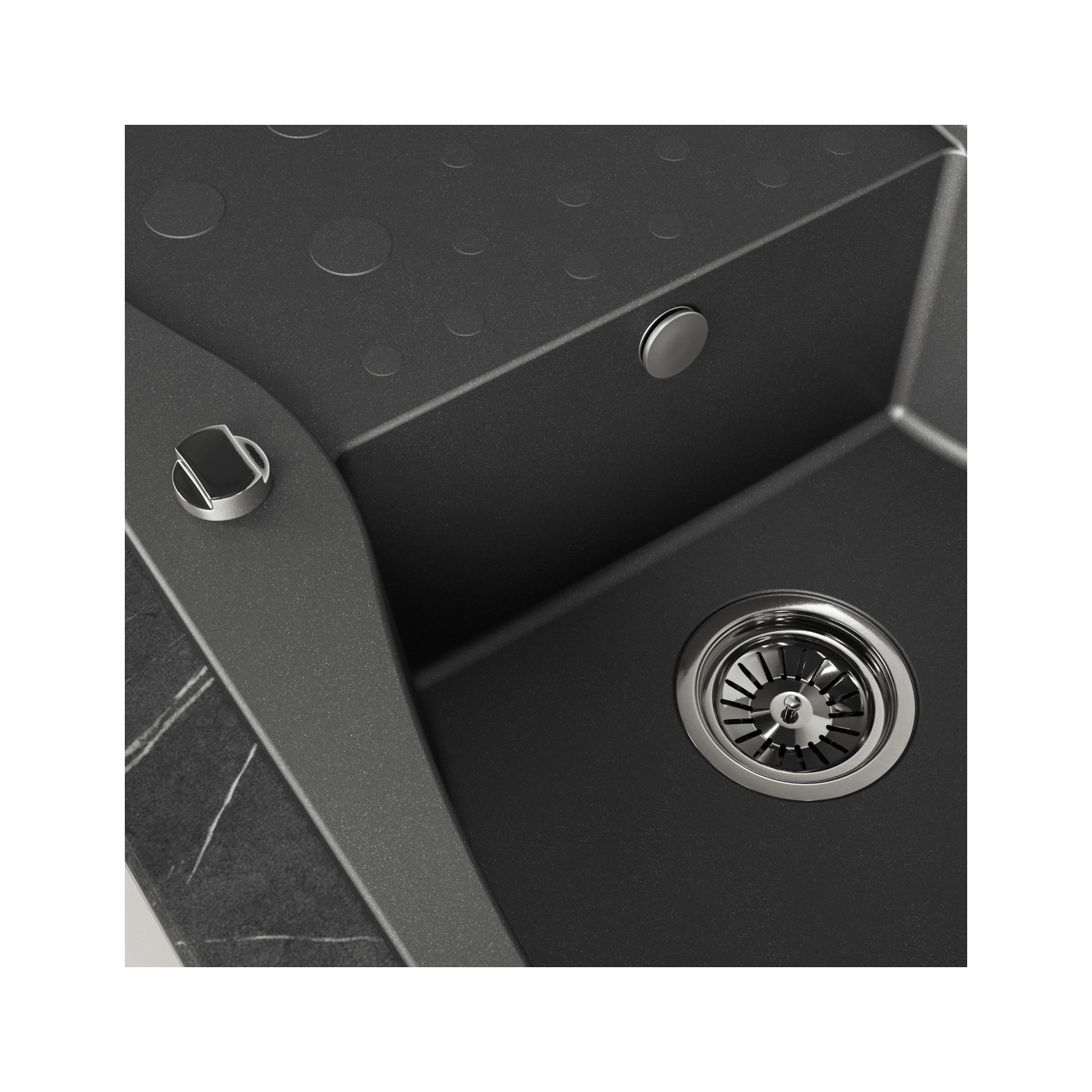 Zlewozmywak Granitowy 1 komorowy z ociekaczem 50x80cm syfon Czarny MOLOKIN Laveo Zlewozmywak Granitowy 1 komorowy z ociekaczem 50x80cm syfon Czarny MOLOKIN Laveo