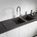Zlew Zlewozmywak Granitowy Czarny 2 Komorowy Megalo
