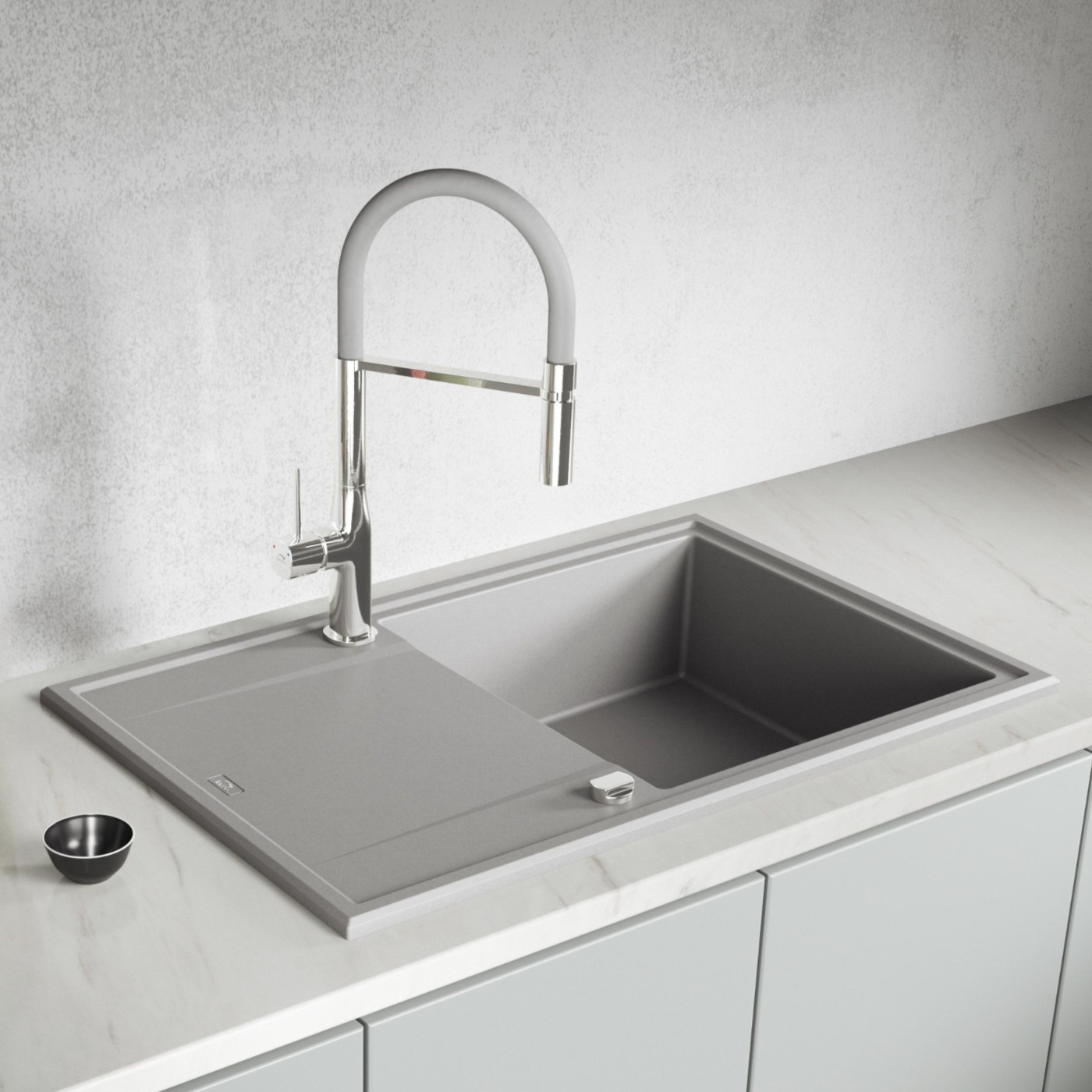 Zlew Zlewozmywak Granitowy Szary Megalo Zlew Zlewozmywak Granitowy Szary Megalo