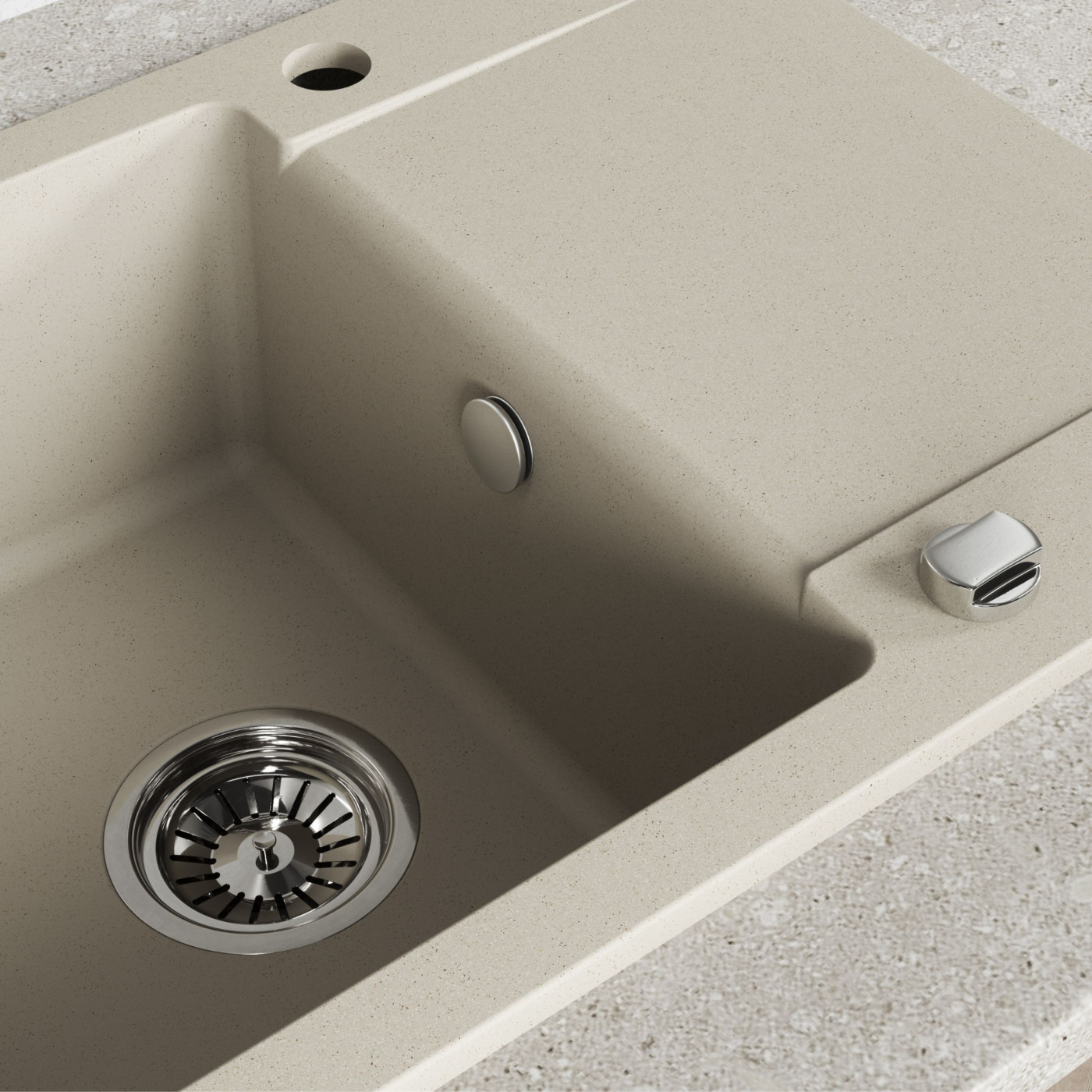 Zlewozmywak Granitowy Jednokomorowy Beżowy Zlewozmywak Granitowy Jednokomorowy Beżowy