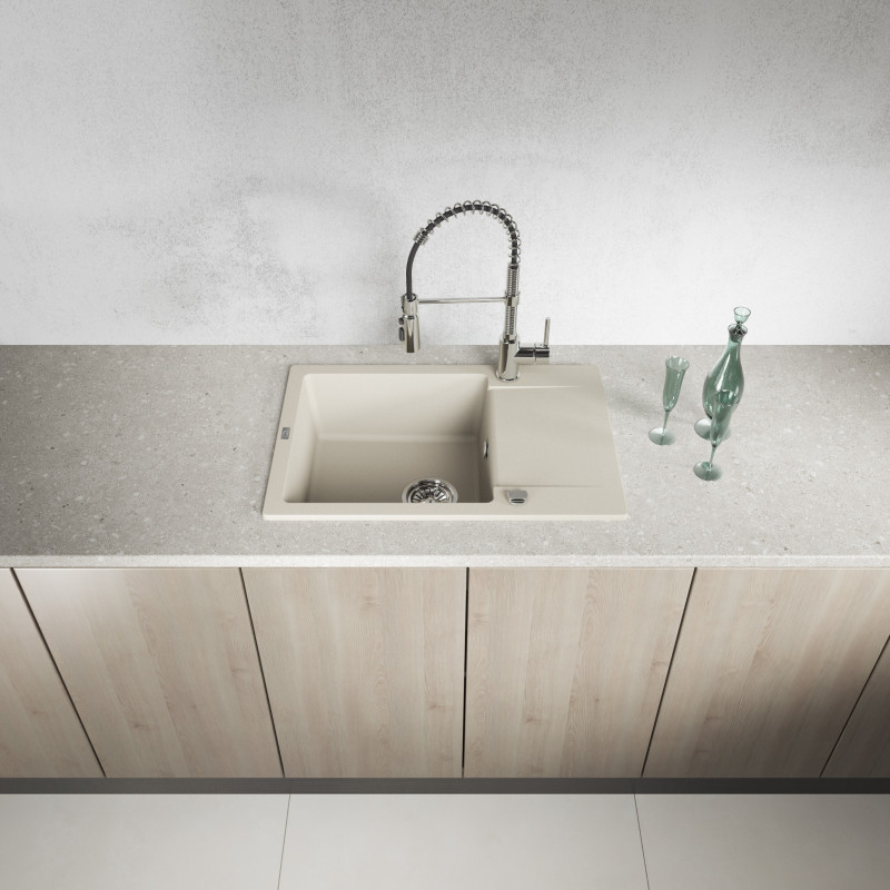 Zlewozmywak Granitowy Jednokomorowy Beżowy Zlewozmywak Granitowy Jednokomorowy Beżowy