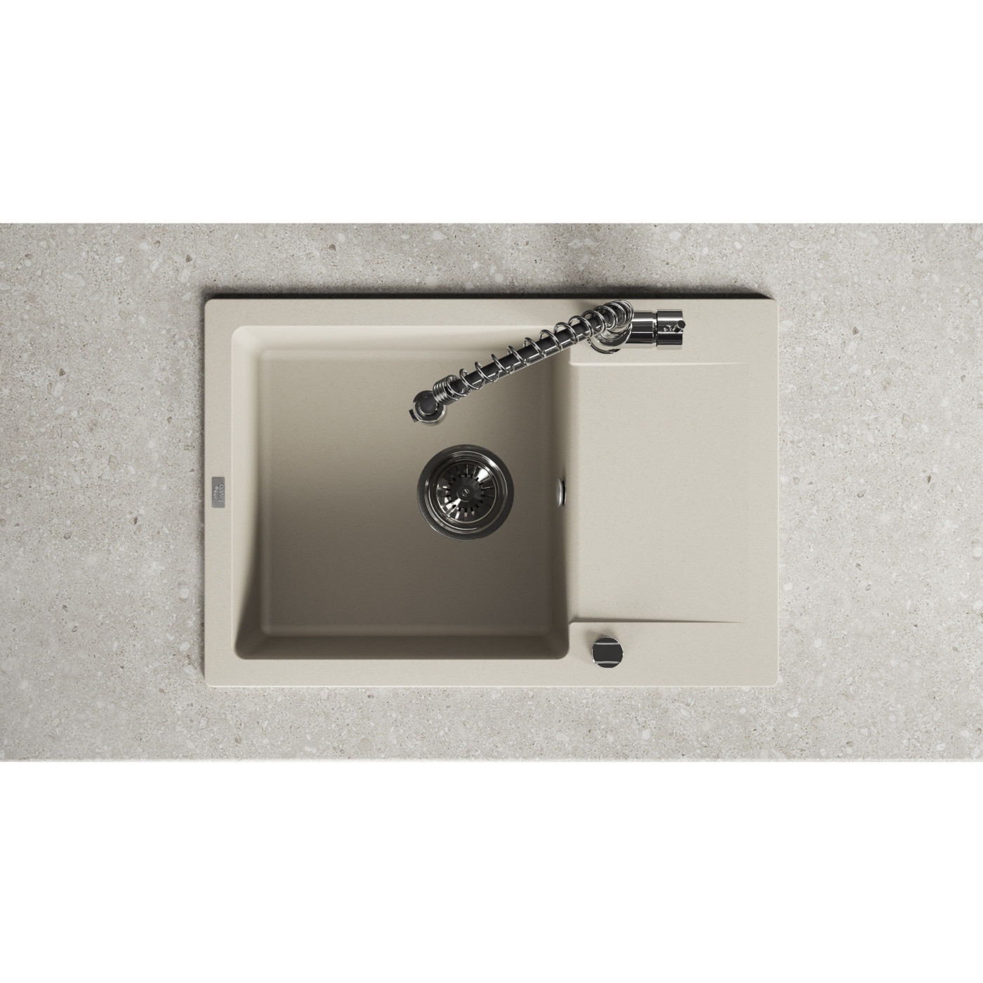 Zlewozmywak Granitowy Jednokomorowy Beżowy Zlewozmywak Granitowy Jednokomorowy Beżowy