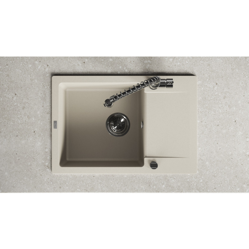 Zlewozmywak Granitowy Jednokomorowy Beżowy Zlewozmywak Granitowy Jednokomorowy Beżowy
